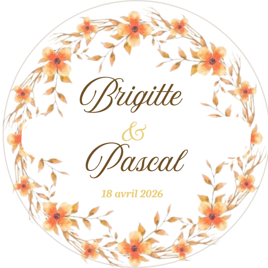 Biscuits Mariage Ton oranger - Modèle 3